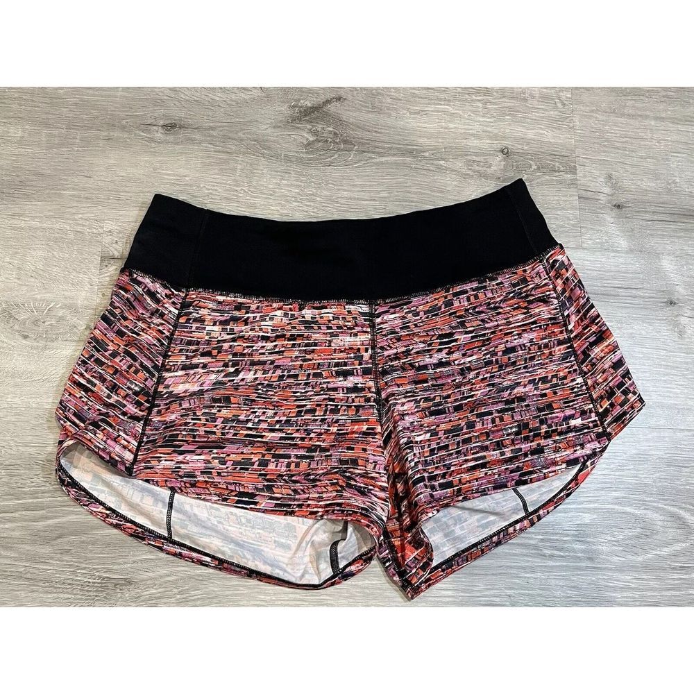 Lululemon Speed Up Short 2.5" Flash Pleat Orange Multi / Black Size‎ 6 Shorts
